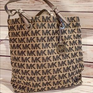 Michael Kors pewter shimmer tote bag